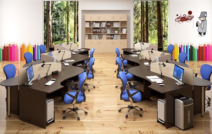 Офисный набор мебели SIMPLE с эргономичными столами и шкафом в Стерлитамаке - изображение 4